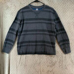 Route 66 Mens Medium Sweater Gray Striped Crew Neck Classic Fit